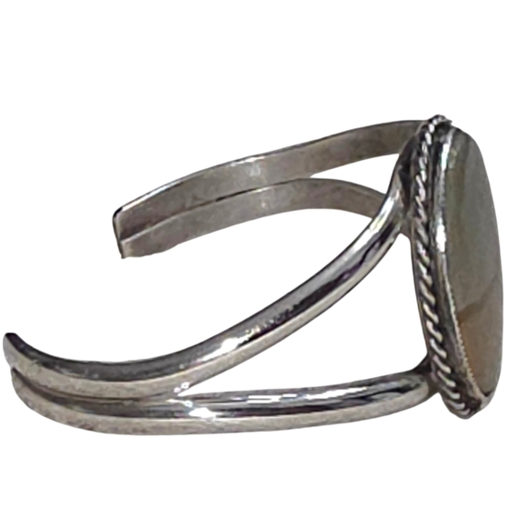 Vintage Native American Sterling Silver Cuff Bracelet with Jasper Stone 29.35 g - Picture 4 of 13